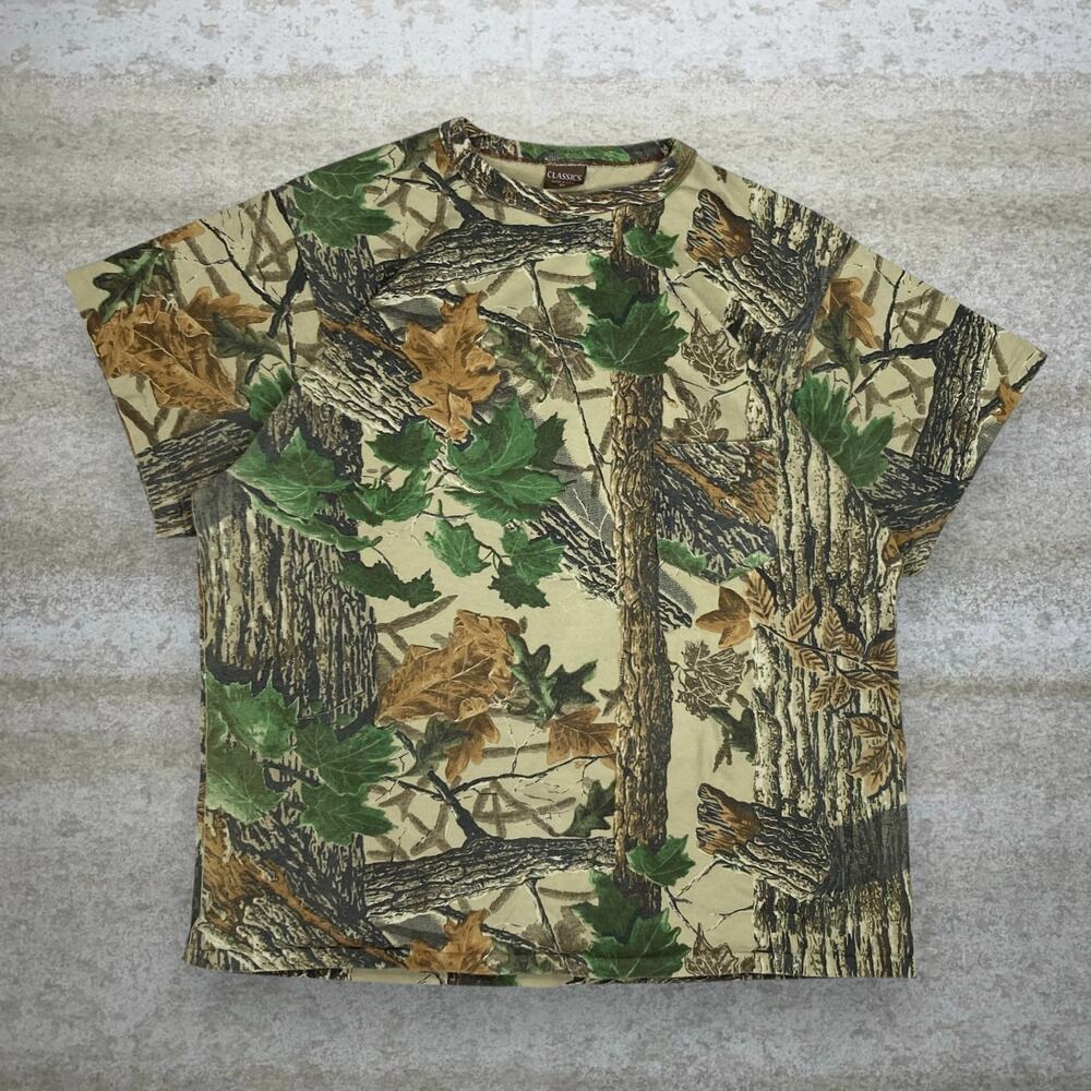 Vintage 90s Realtree Shirt Mens 2XL Hunting Camo Cotton Short Sleeve Woodland
